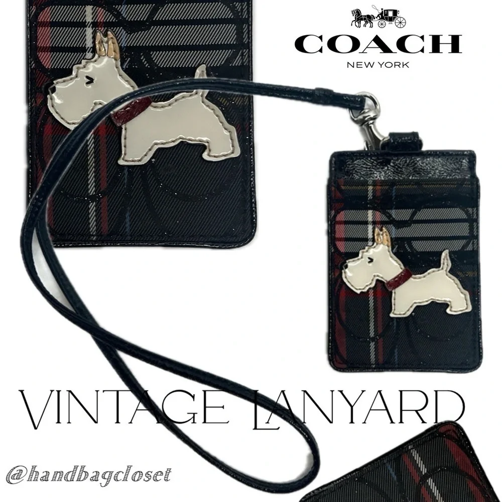 Coach Plaid Scottish Terrier White Dog Vintage Lanyard